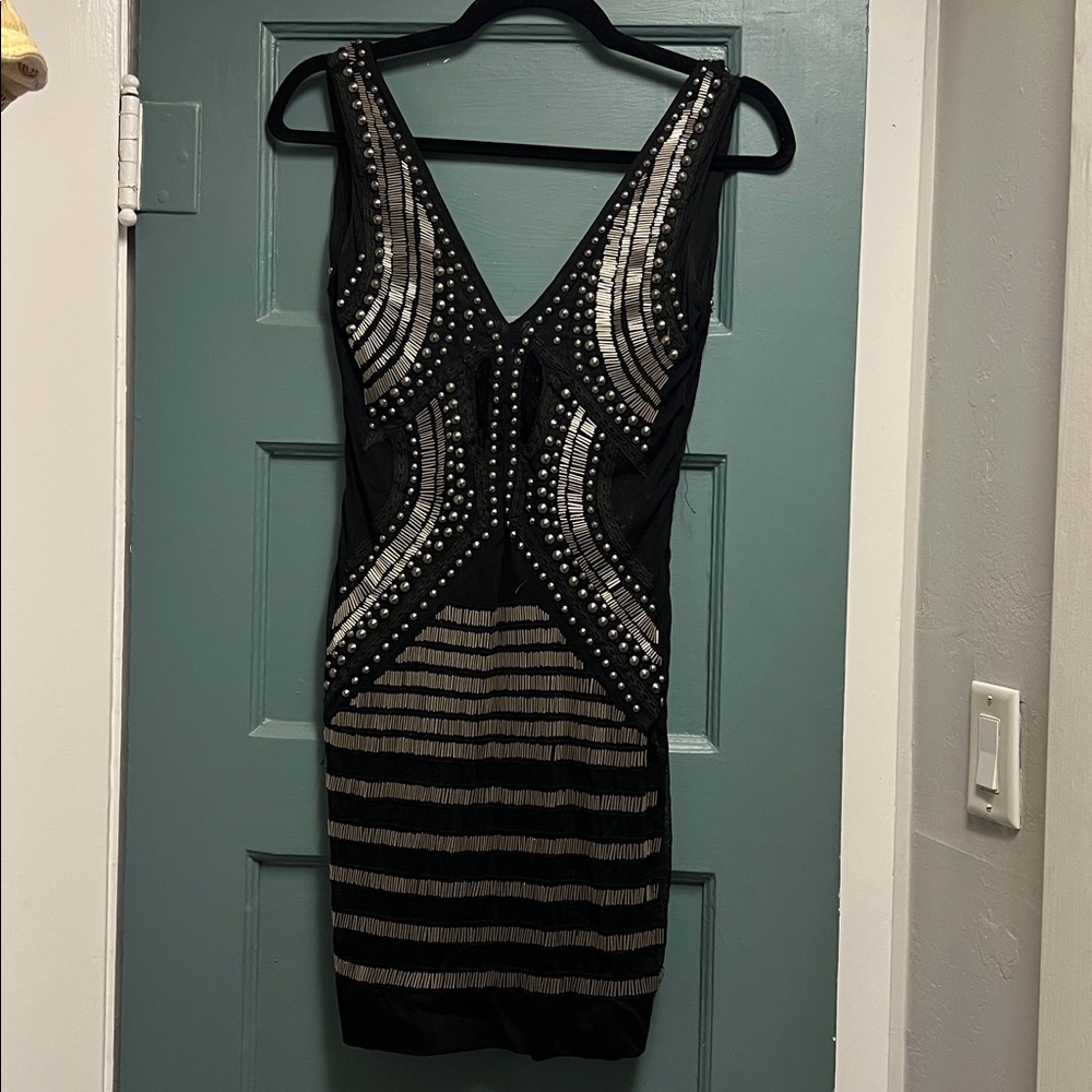 Cecilia de Bucourt Black and Silver Embellished Mini Dress